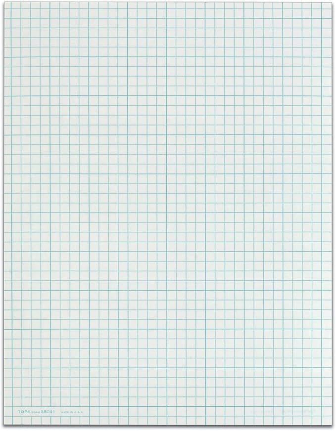 TOPS Cross Section Pad, 1 Pad, 4 Squares/Inch, Quadrille Rule, Letter Size, White, 50 Sheets/Pad, 1 Pad (35041)