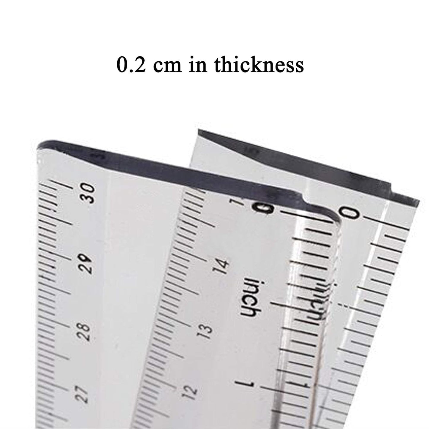 2 Pack Plastic Ruler Straight Ruler Clear See Through Measuring Acrylic Tool for Student School Office with Centimeters and Inches(6 Inch+12 Inch)