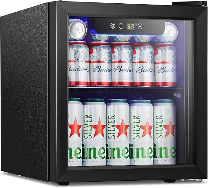 Antarctic Star Mini Fridge Cooler - 12 Bottle 48 Can Beverage Refrigerator Glass Door for Drinks or Beer Wine –Small Drink Dispenser for Home, Office or Bar, Electronic Temperature Control，1.3cu.ft.