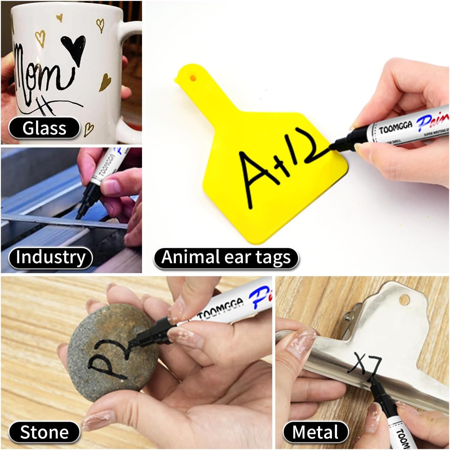 Black Paint Pens Permanent Paint Markers - 24 Pack Oil Based Marking Pens, Medium Point, Quick Drying and Waterproof for Rock Painting Car Tyre Metal, Plastic, Canvas, Wood, Glass