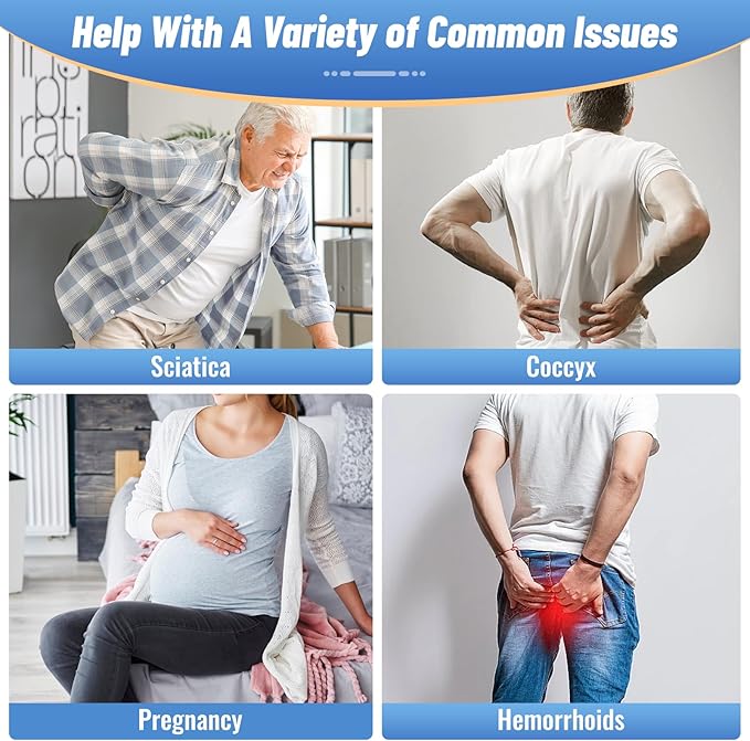 CloudBliss Donut Pillow Seat Cushion Chair Pad for Tailbone Pain Relief and Hemorrhoids, Memory Foam Seat Chair Cushion for Men and Women for Home & Office, (Red-XL)