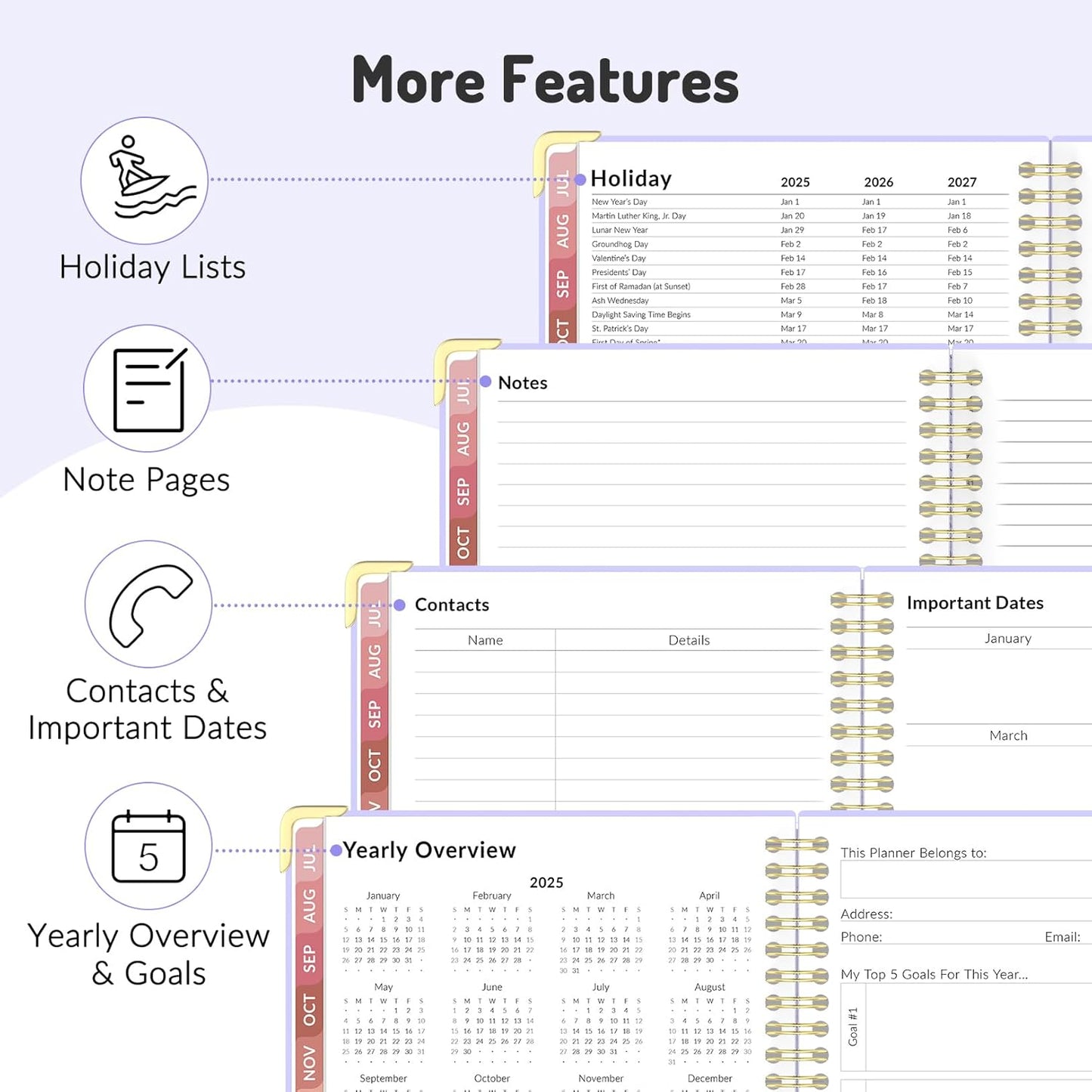 Jul 2025 -Dec 2026 Planner, Forvencer Academic Planner 2025-2026, 18 Month Daily Planner, 8.5" x 11", Weekly & Monthly Agenda Book, Hardcover Calendar Book, School Supplies for Student,Beige