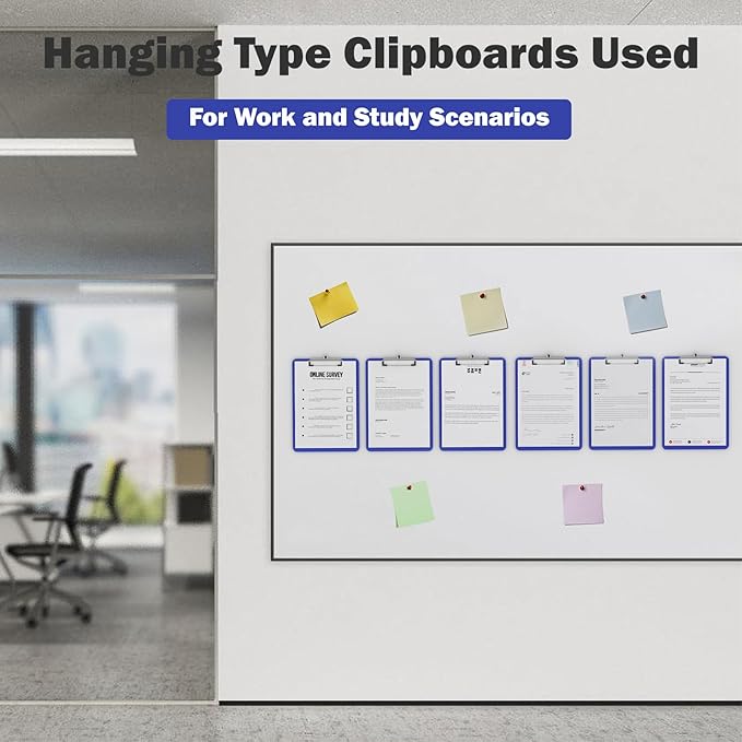 Plastic Clipboards 6 Pack, A4 Blues Clip Board 8.5x11 for Classroom, Students, Kid, Woman, Size 9" x 12.5" with Low Profile Clip, Office & School Supply
