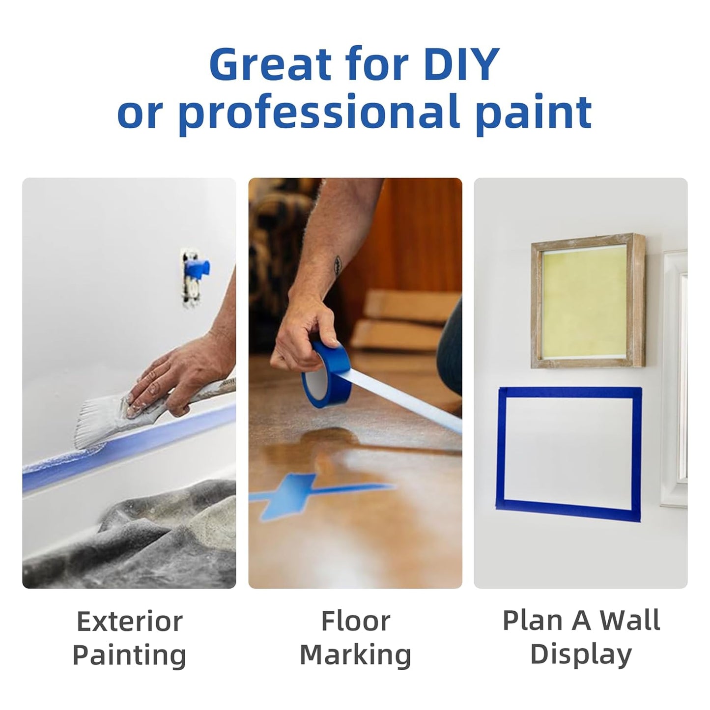 Painters Tape,1 in.W X 60 yd,4 Rolls (240yds),Blue Masking Tape for Walls,Paint