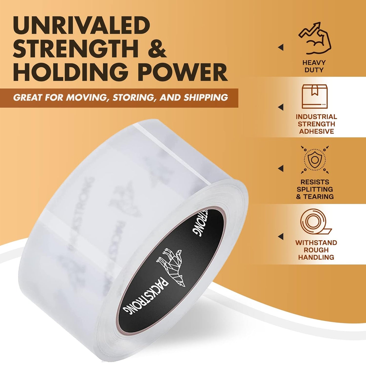 Packstrong Industrial Grade Clear Packing Tape 36 Rolls - Extra Strong - 110 Yards per Roll - 2" Wide x 3.1 mil Thick, Acrylic Adhesive Heavy Duty Tape