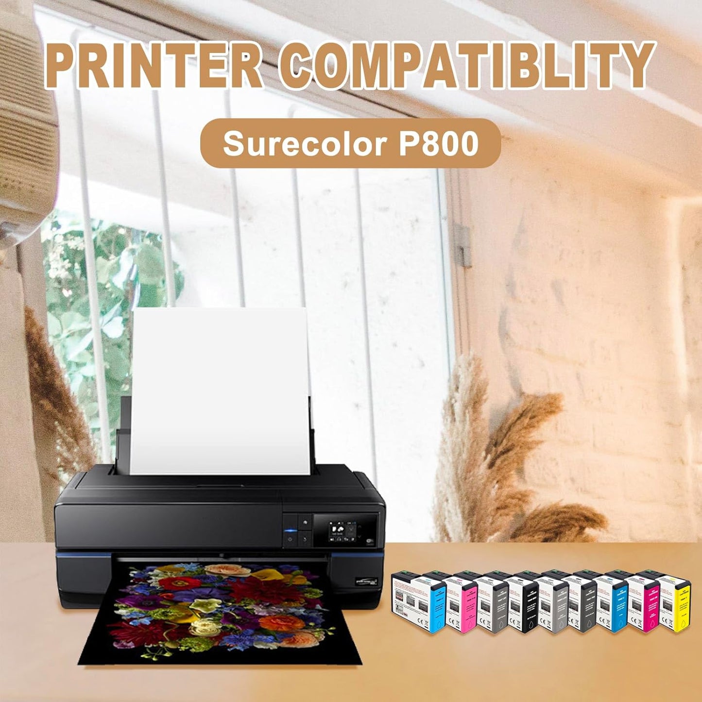 T850 Ink Cartridge Remanufactured T8509 T850900 Ink Cartridge Replacement for Surecolor P800 Printer(Light Light Black)