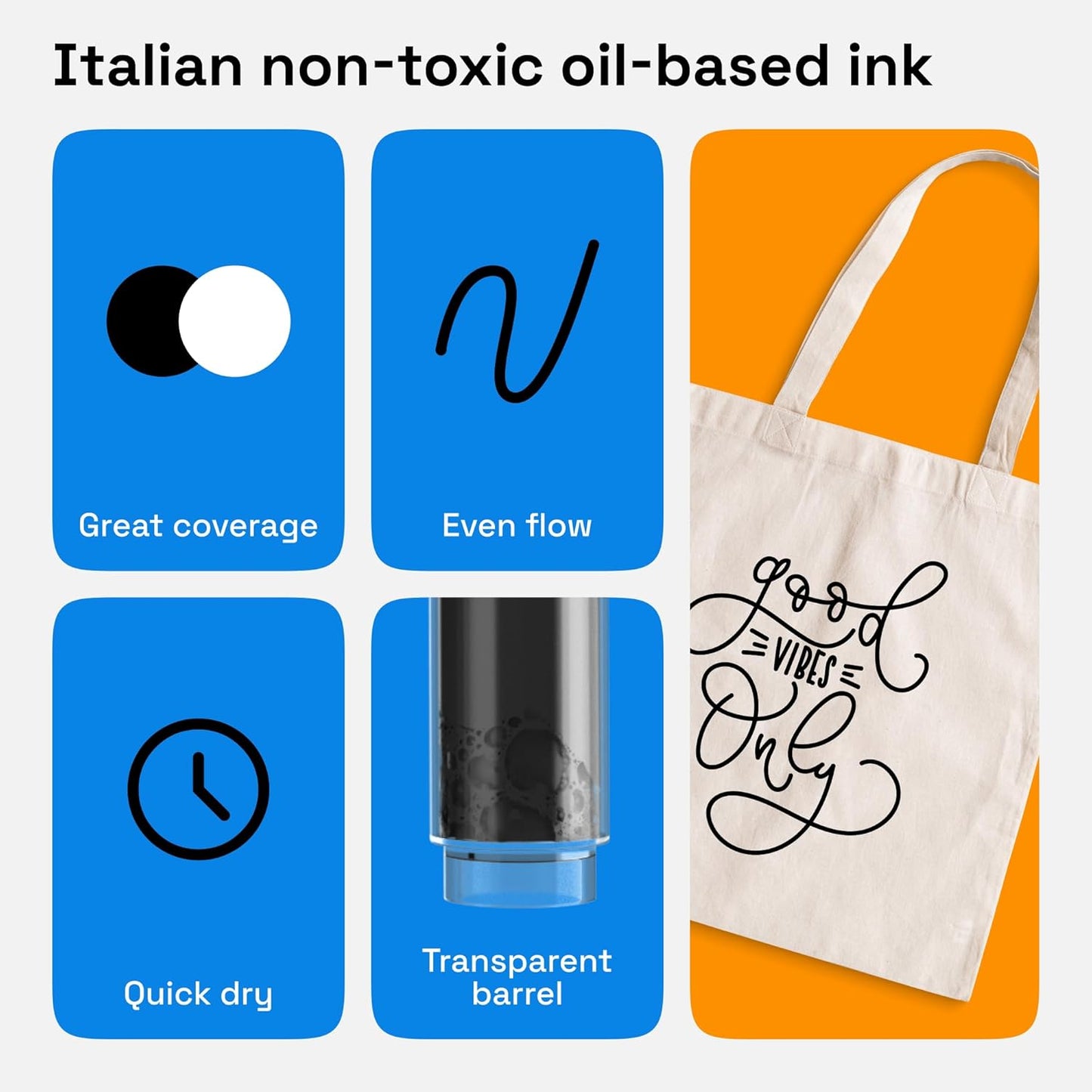 ARTISTRO 2 Black Permanent Marker - Waterproof Markers for Tire, Fabric, Rocks, Glass, Ceramic, Wood, Paper - Oil Based Paint Pens - Medium Tip 3mm