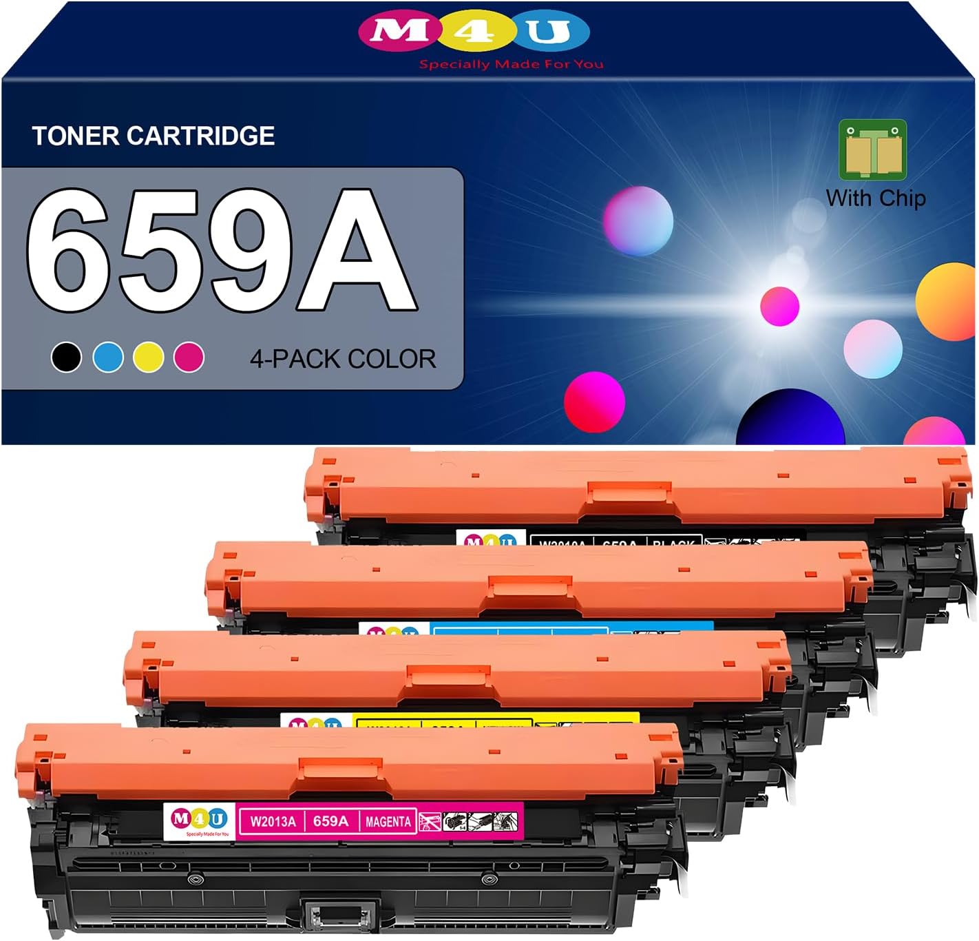 659A Toner Cartridges 4 Pack(with Chip) Remanufactured Compatible with 659A Toner Cartridges for MFP M776 M856x M856dn M776z M776dn M776zs Printer(Black, Cyan, Magenta, Yellow