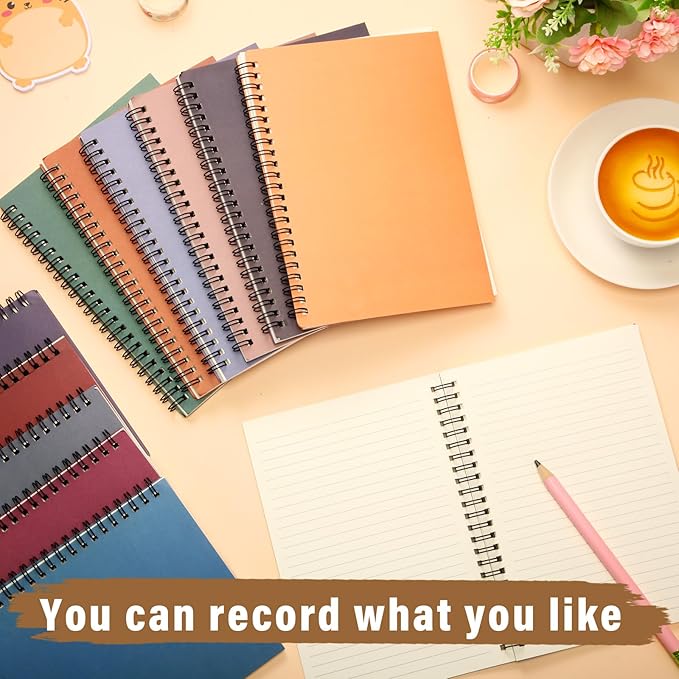 Fuutreo 24 Pcs Spiral Notebook for Work A5 8.3 x 5.7 Inch College Ruled Spiral Journal Notebook Kraft Cover, 12 Color, 60 Sheets, 120 Pages for Office School Supplies(Business Color)