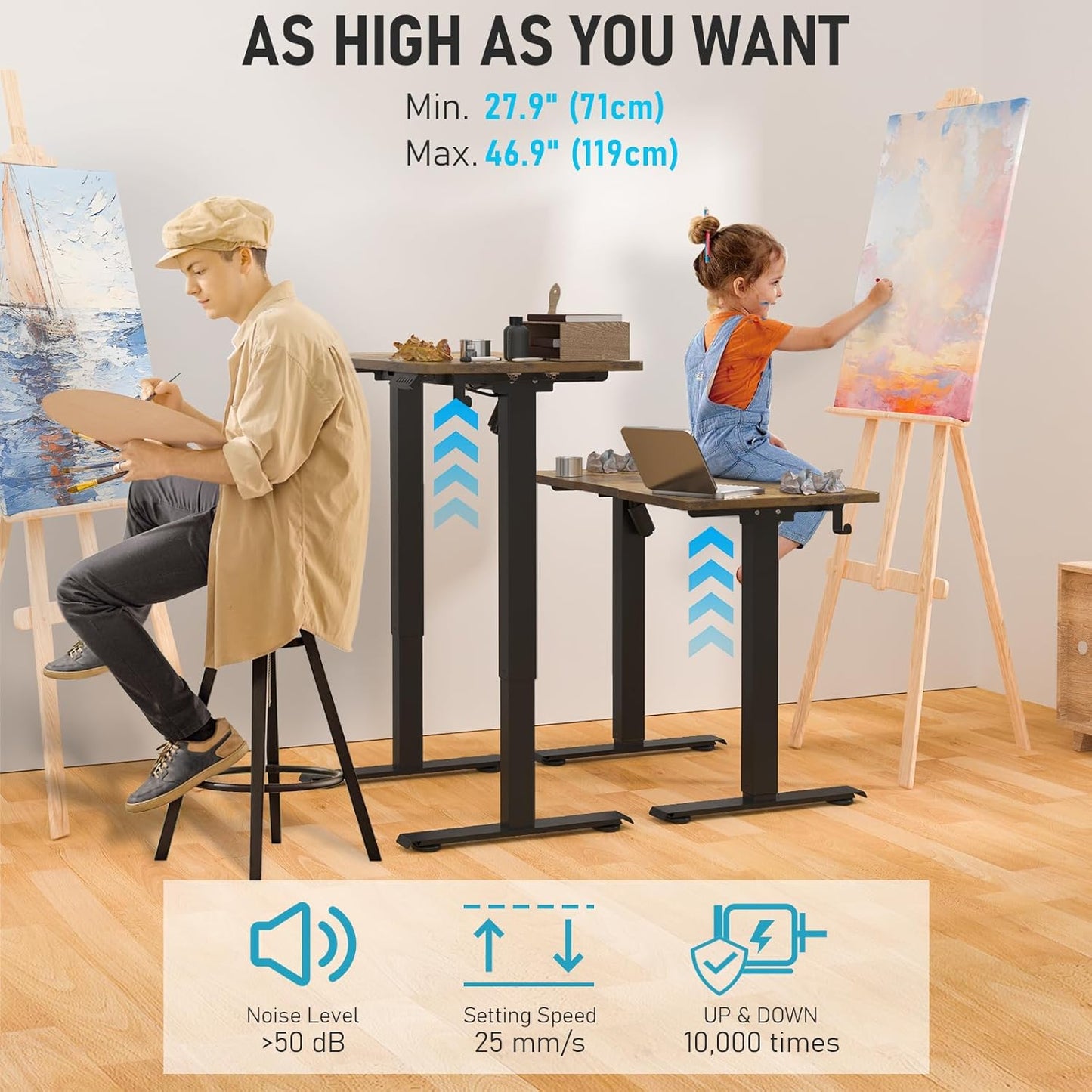 35 * 20 Electric Standing Desk, Adjustable Height Sit Stand Up Desk, Motorized Home Office Computer Gaming Workstation Desk