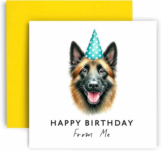 Huxters Birthday Card from the Dog – Belgian Malinois - Happy Birthday to Dog Mum and Dog Dad – Birthday Card from the Dog to Friends Family First Birthday (Belgian Malinois)
