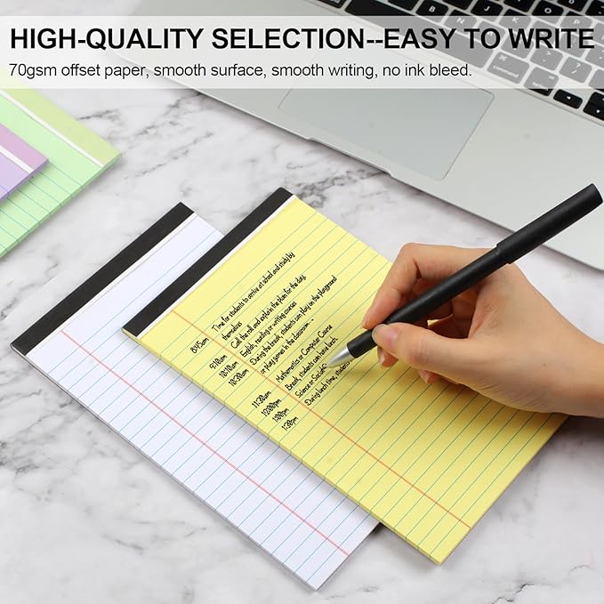 Utron 6 PCS Small Legal Pads 5x8 Colorful, Narrow Ruled Small Note Pads 5x8, Micro Perforated Writing Pad, College Ruled Legal Notepads 5x8 for Study, Office, To-Do Lists(30 Sheets/Small Notepad)