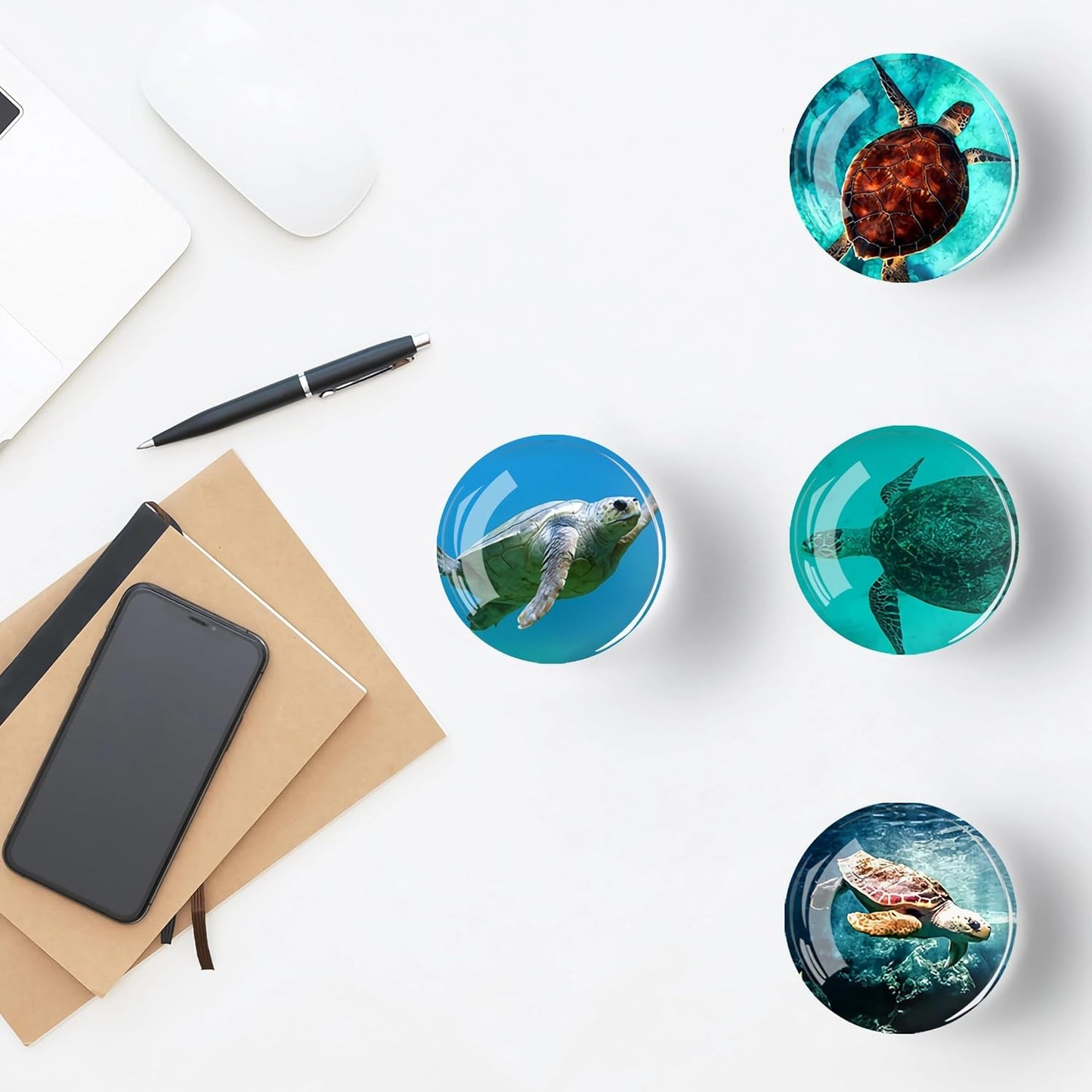 12Pcs Glass Refrigerator Magnet Fridge Sticker,Turtle Fridge Magnets Decoration for Crafts,Strong Fridge Magnets for Kitchen, School,Office Whiteboard, Cabinet and Dishwasher