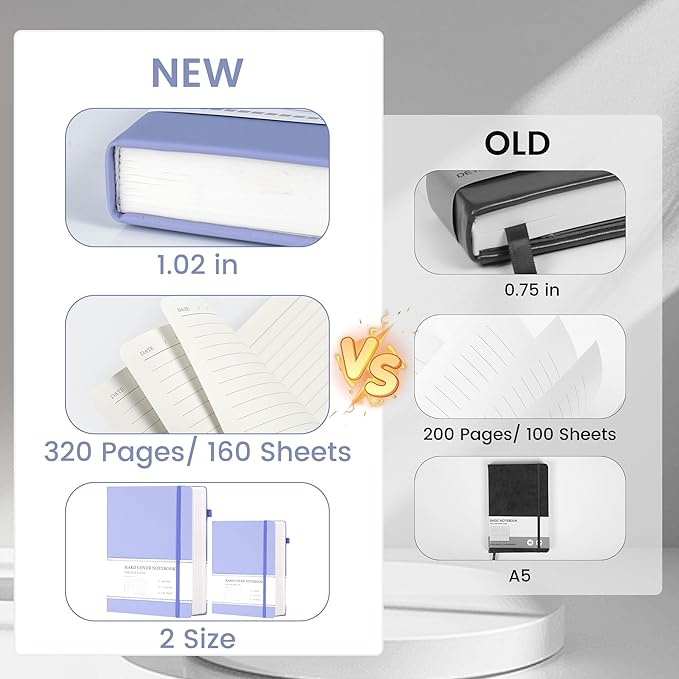 CAGIE Purple Journal Notebook for Women Men 320 Pages 100 Gsm Paper Thick Lined Journaling Notebooks A5 Leather Journals for Writing Hardcover Journal SuppliesDiary, 5.7x8.3 In