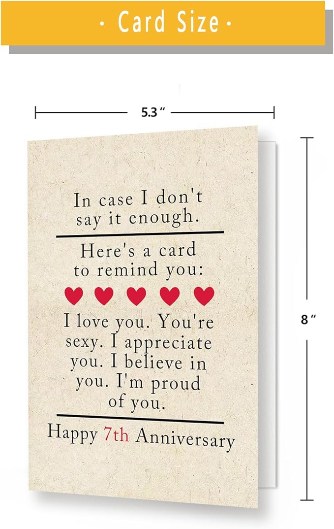 7th for Him & Her - Happy Anniversary Card for Couple