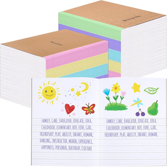 Henoyso 40 Pcs Primary Composition Notebook 9 3/4 x 7 1/2 Inch Kids Journal, Back to School Supplies, K-2 Primary Writing Notebook for Kids Student Draw and Write Story Journal (Macaron Color)