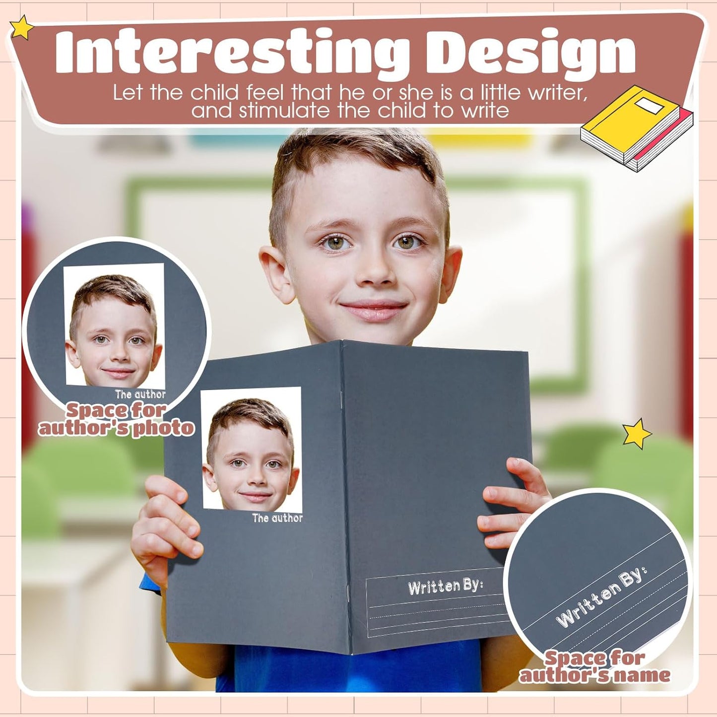 Henoyso 12 Pcs Primary Composition Notebook K-2 9 3/4 x 7 1/2 Inch Primary Journal, Back to School Supplies, Bulk Blank Writing Book for Kid to Write Draw Journal 60 Page Notebooks (Boho Color)