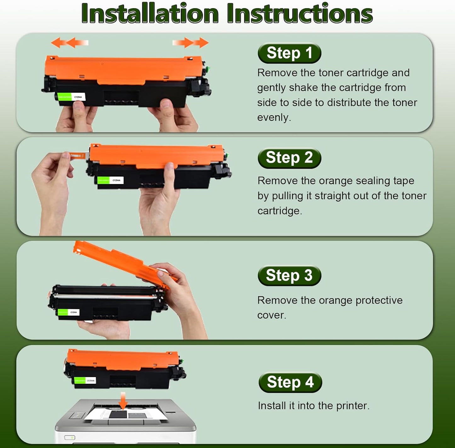 greencycle CF294A Toner Cartridge Replacement Compatible for HP 94A Black Toner Cartridge Work with Laser Jet Pro M118dw MFP M148dw M148fdw M149fdw Printer Ink Cartridge(4PCS)