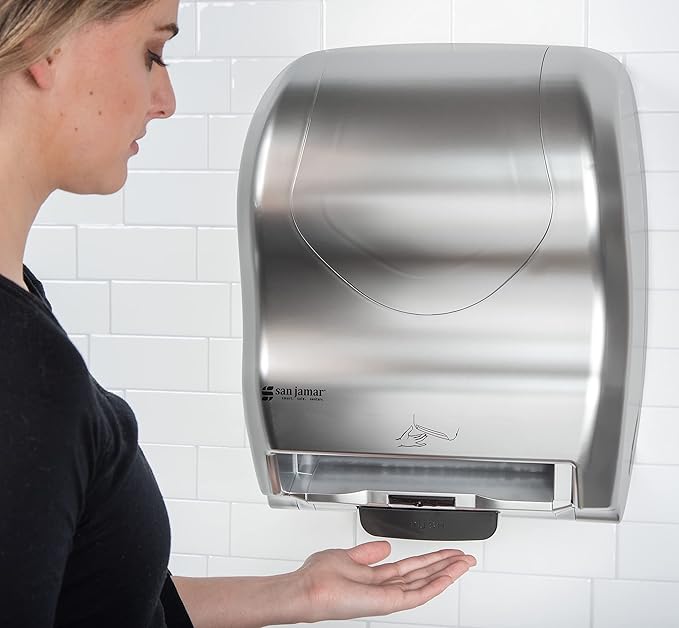 San Jamar Summit Paper Towel Dispenser Hybrid Dispenser for Bathroom, Kitchens, and Restaurants, Plastic, 10.25 x 16.75 x 13.25 Inches, Silver