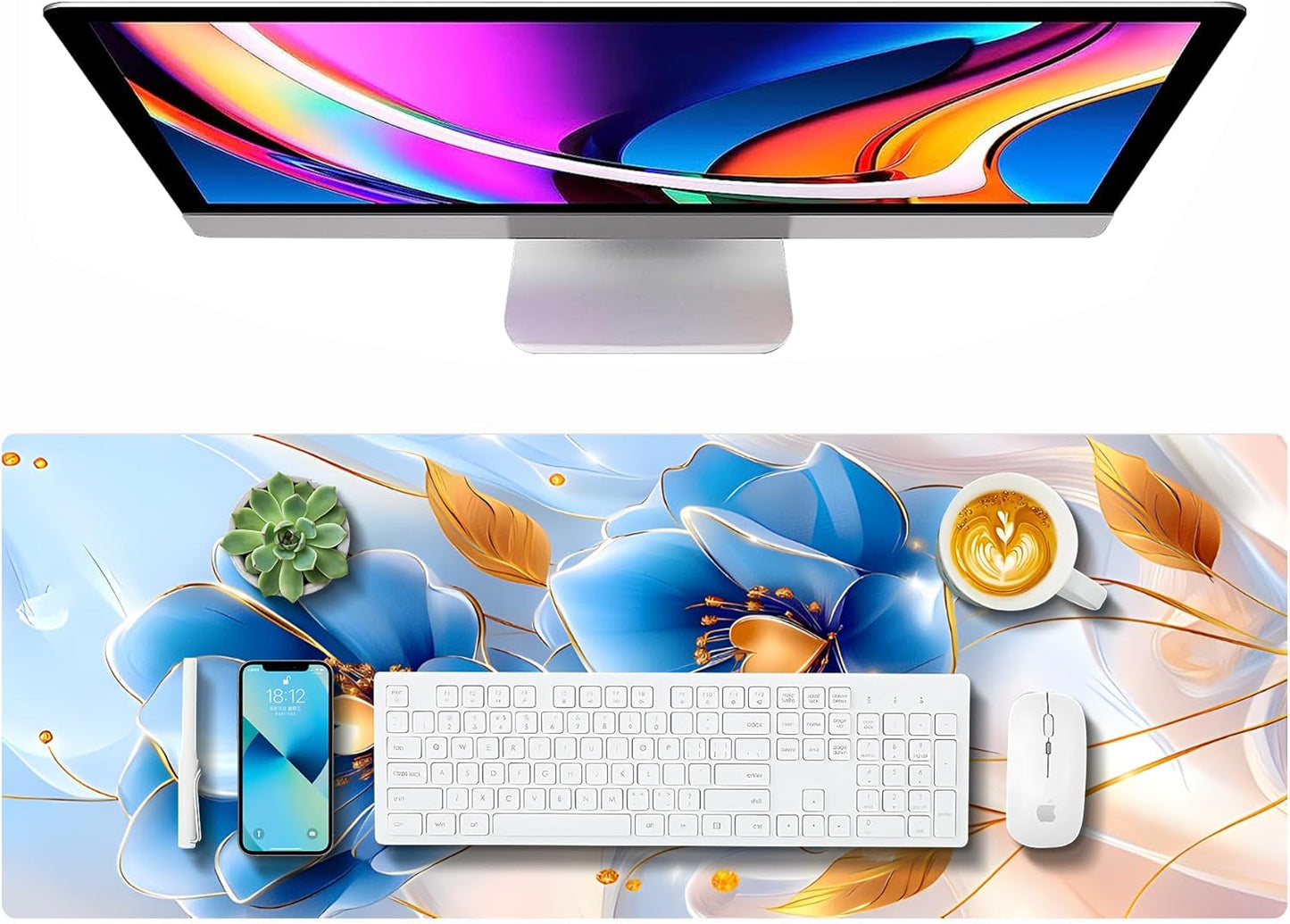 Large Gaming Mouse Pad (31.5"x11.8") - XXL PU Leather Waterproof Desk Mat with Non-Slip Rubber Base for Keyboard, PC & Office