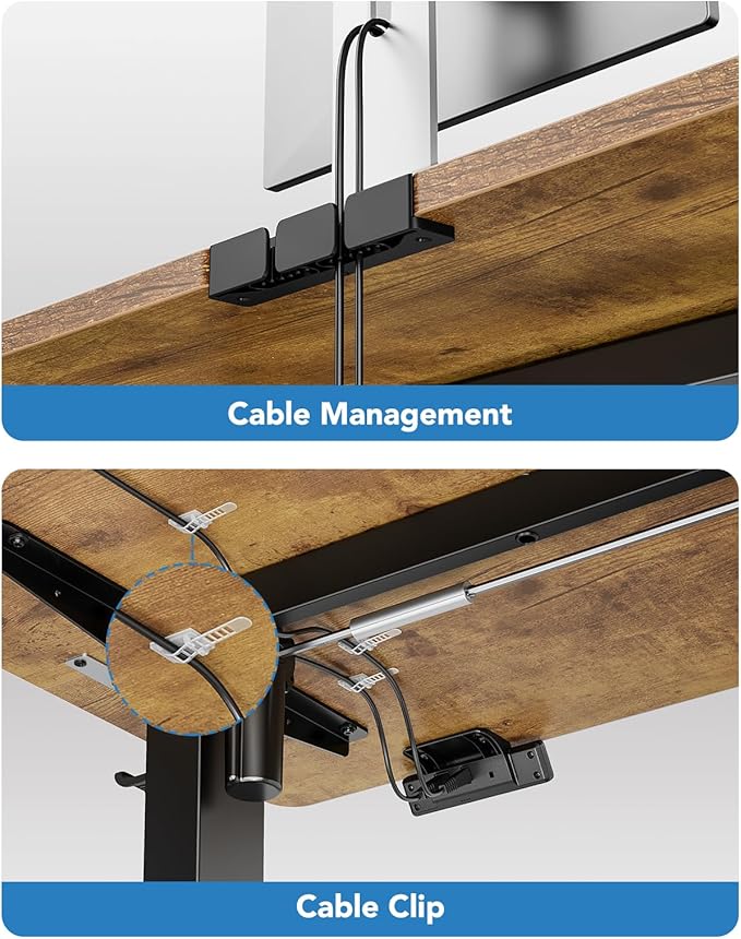 HUANUO 40" x 24" Electric Standing Desk Adjustable Height, 4 Memory Height Settings, Headphone Hook, Cable Manager, Sit Stand Up Desk for Home Office & Computer Workstation, Vintage Brown