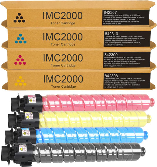IM C2000 IM C2500 Compatible Toner Cartridge Replacement for Ricoh 842307 842308 842309 842310 for IMC2000 IMC2500 Printer (4 Pack)