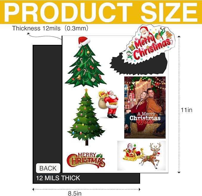 20 Sheets Printable Magnetic Paper Non Adhesive,12 mils Thick Glossy Flexible Magnetic Printer Paper for Holiday Decor Photo, Magnet Paper for Inkjet Printer in Office,