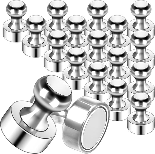 20Pack Magnets for Whiteboard Strong Fridge Magnets Silver Push Pin Refrigerator Locker Magnets for School and Home