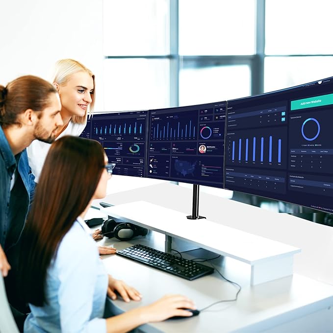 Suptek Triple LED LCD Monitor Desk Mount Heavy Duty Fully Adjustable Stand for 3 / Three Screens up to 27 inch (MD6463)