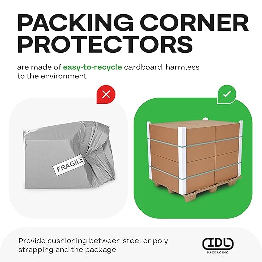 IDL Packaging 2” x 2” x 24” Cardboard Edge Protector (Pack of 200) - Corner Protectors for Shipping, Storage, & Moving – Reinforced Corner Guard Protection for Pallets, Wall Corners, & Furniture