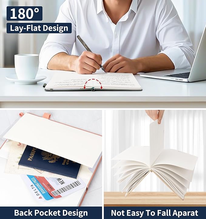 Lined Journal Notebook For Women Men, 200 Pages A5 Hardcover Leather Journals For Writing College Ruled Notebook For Work School Note Taking Business Diary Notepad 5.7'' X 8.3''- Deep Blue