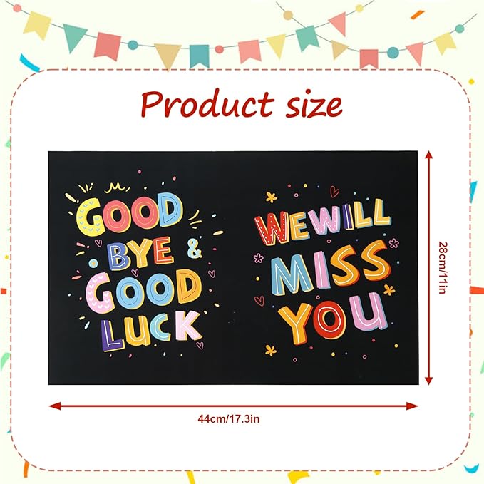 Large Greeting Card Farewell, 11x17.3 Inch Jumbo Good Luck Card Big Farewell Gift Card with Envelope Huge Funny Leaving Card Coworkers Goodbye Card for Colleague Friends (Black)