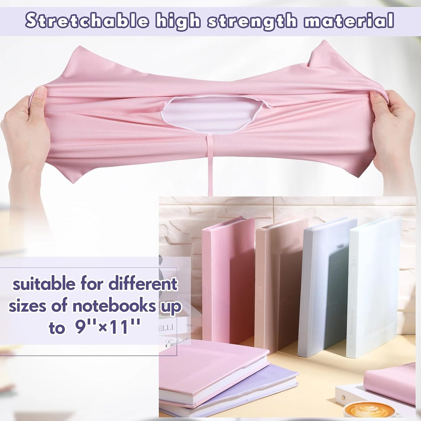 PerKoop 12 Pcs Jumbo Book Covers Stretchable Fabric School Book Protector Reusable Washable Cover Protector for Most Hardcover Textbooks(Bright Colors,9 x 11 Inch)