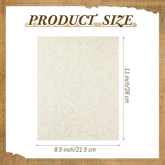 Epakh 200 Sheets Old Age Parchment Paper 8.5 x 11 Inch Standard Letter Vintage Colored Old Parchment Semblance Double Side Printing Paper(Light Gray)