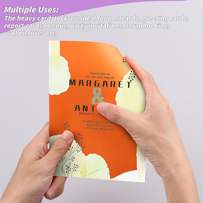 4" x 6" Cardstock, 200 Pack Colorful Thick Paper Cardstock Blank Colored Cards Stock for Invitations, Greeting Cards Making, Postcards, Photos, 250GSM Thick Paper Colorful