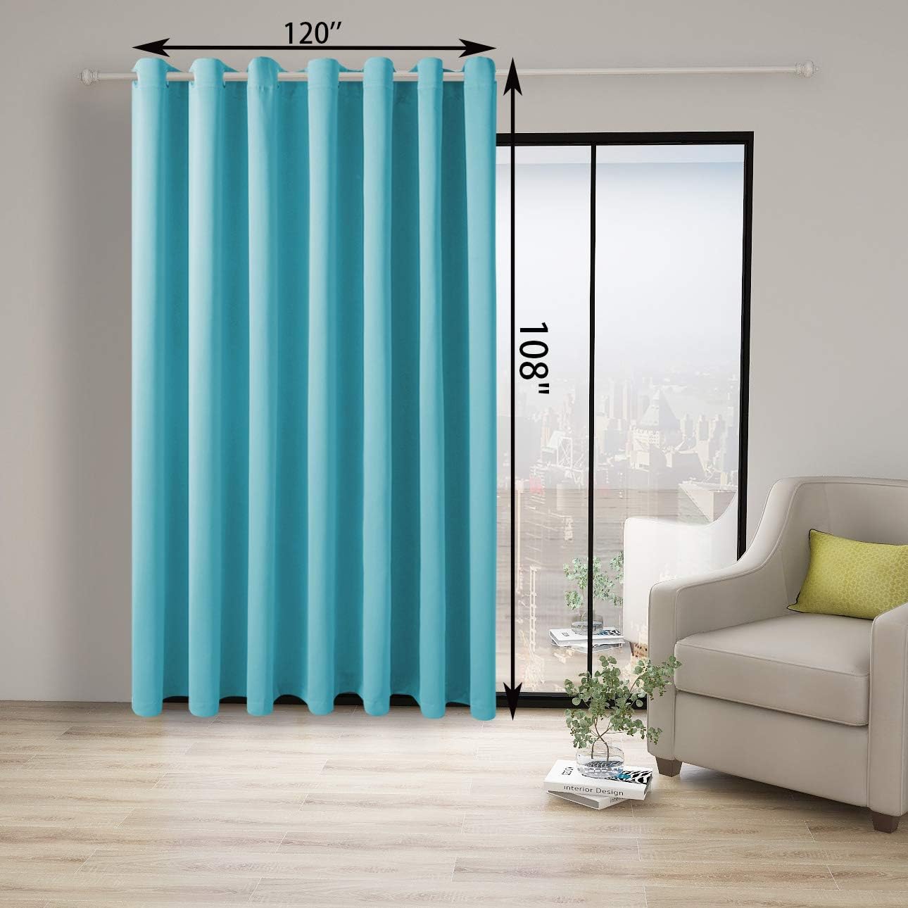 BONZER Extra Wide Room Divider Curtain Total Privacy Wall Noise Reducing Blackout Curtains for Apartment, Studio, 108L x 120W Inch (9L x 10W ft), 1 Panel, Teal