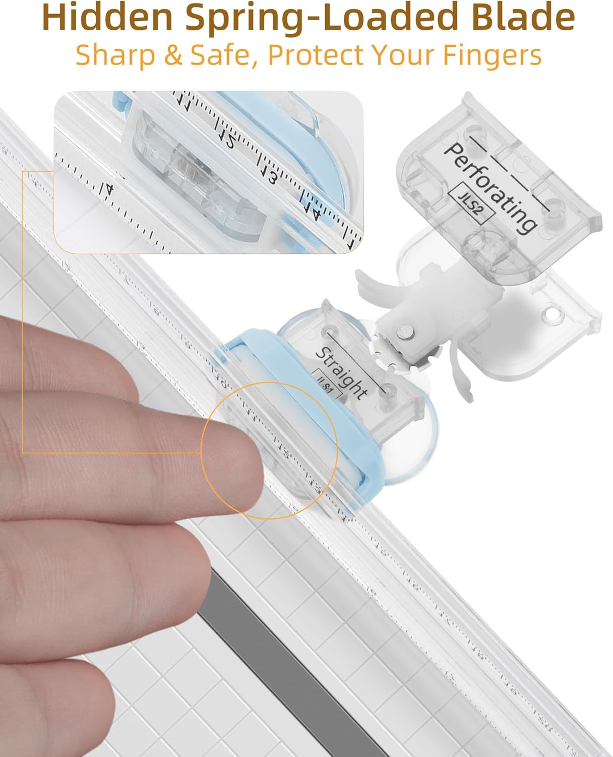 Firbon 3-in-1 Paper Cutter, 9" Compact A5 Paper Trimmer with Straight Cut, Scoring & Perforating Blades for Cardstock, Scrapbooking, Crafting, Labels & Home Office (Blue)