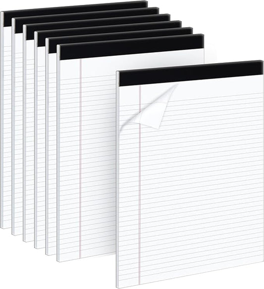 Office Legal Pads | Note Pads For Work | Memo Pads | 8.5 x 11 inches Lined Paper Pad | Narrow Rule 50 Sheets Pads | Set of 6 White Writing pads for Home, School, Teachers, Businesses