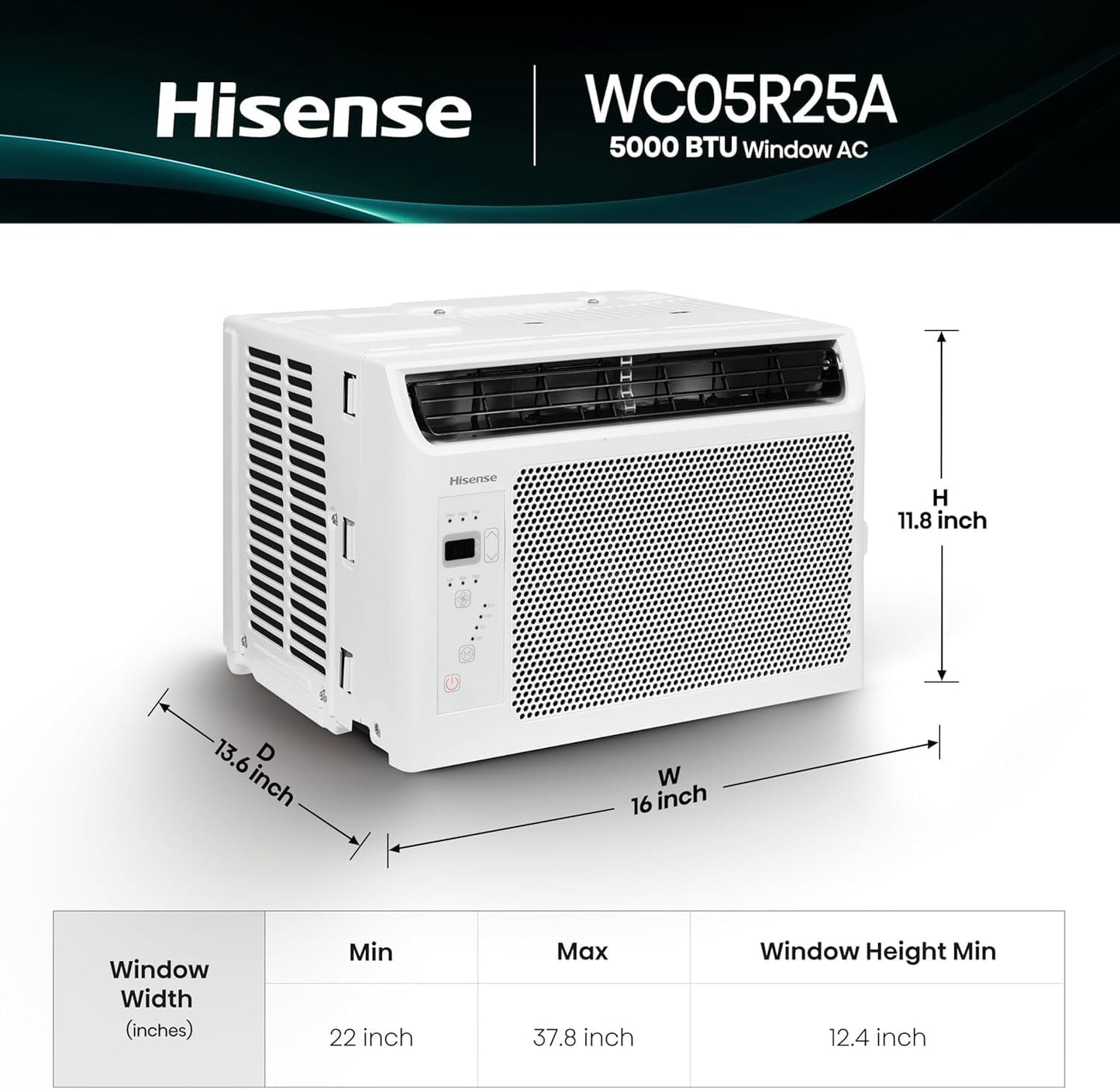 Hisense WC05R25A Window Air Conditioner, 5,000 BTU, White