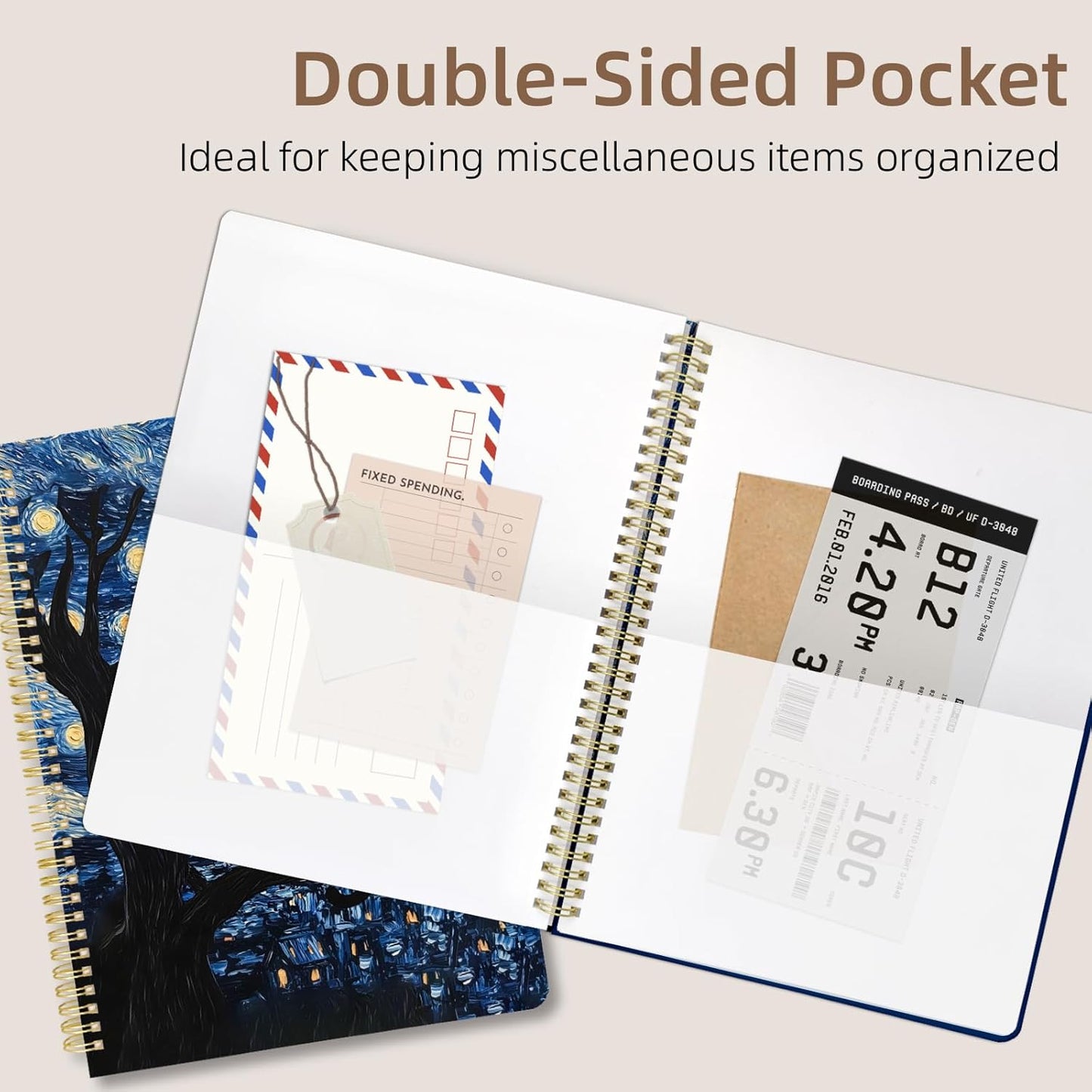 Cute Spiral Notebook journal A4 Aesthetic Pretty Design for Women Girls Kawaii with Pocket, 8.5 x 11 inch, Graph, Cat Galaxy