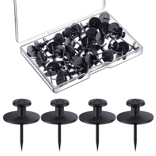 Push Pins Picture Hangers Double Headed Thumb Tacks Wall Hooks for Wall Hangings Picture Hangers Nails Small Photo Hanging Hook Pins for Home Office Photo Decor(Black,80 Pieces)