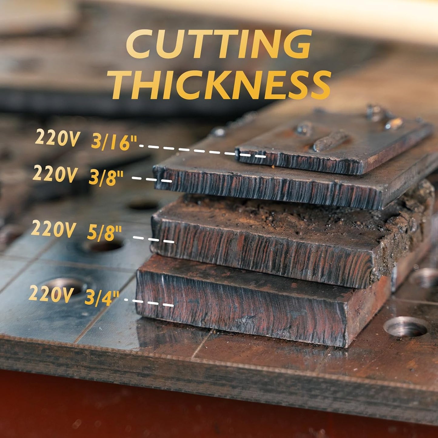 TOOLIOM 50A Non-Touch Pilot ARC Air Plasma Cutter Dual Voltage 110V/220V Metal Cutting Machine with Post/Flow Gas and 2T/4T, 1/2" Clean Cut