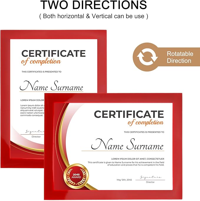 uxcell 5 Pcs Magnetic Sign Holder, 5" x 7" Self-Adhesive Magnetic Wall Signs Holder Magnetic Picture Frame Document Holder for Home Office Wall Window Displays, Red