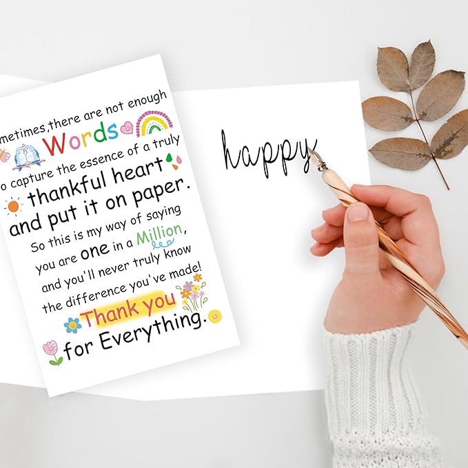 Bright & Colorful Thank You Gift Card for Women, Men, Teachers, Bosses, Friends, Family, School Counselors – Perfect for Appreciation Gifts with Envelope