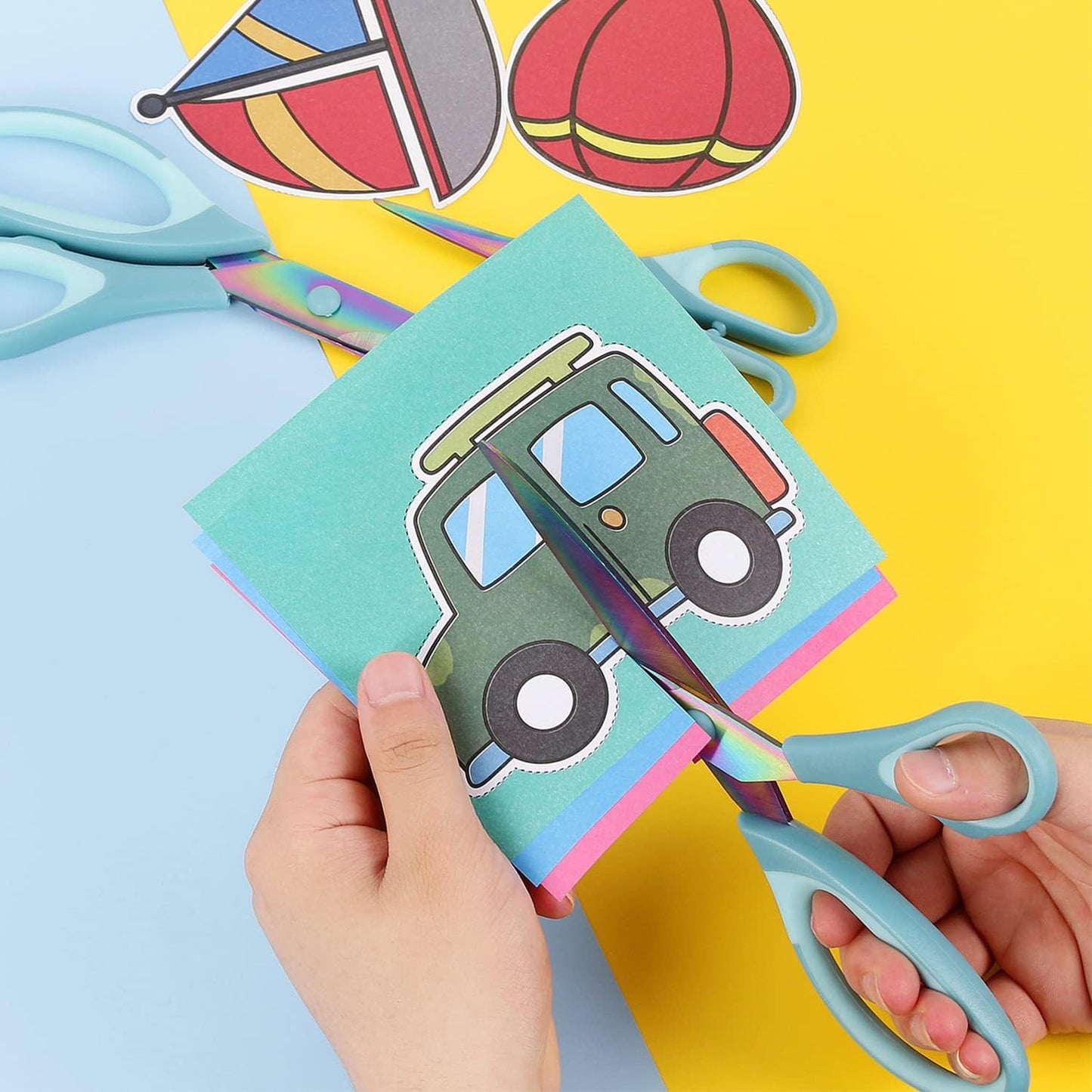 Craft Scissors, All Purpose Sharp Titanium Blade Shears, Comfortable Grips, School Scissors Set of 3 pack, Ideal for Office, Home, Sewing, Fabric, Kitchen, Arts and DIY Supplies, 9.3"/8.5"/5.6", Blue