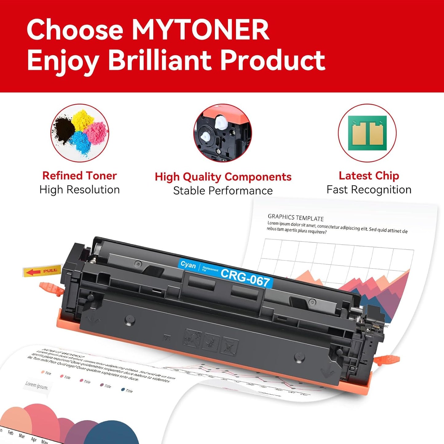 MYTONER 067 067H Toner Cartridge Set Compatible Replacement for Canon 067 067H Toner for Color imageCLASS LBP632Cdw MF656Cdw MF654Cdw MF653Cdw LBP633Cdw Printer 4 Pack 067 High Yield Ink