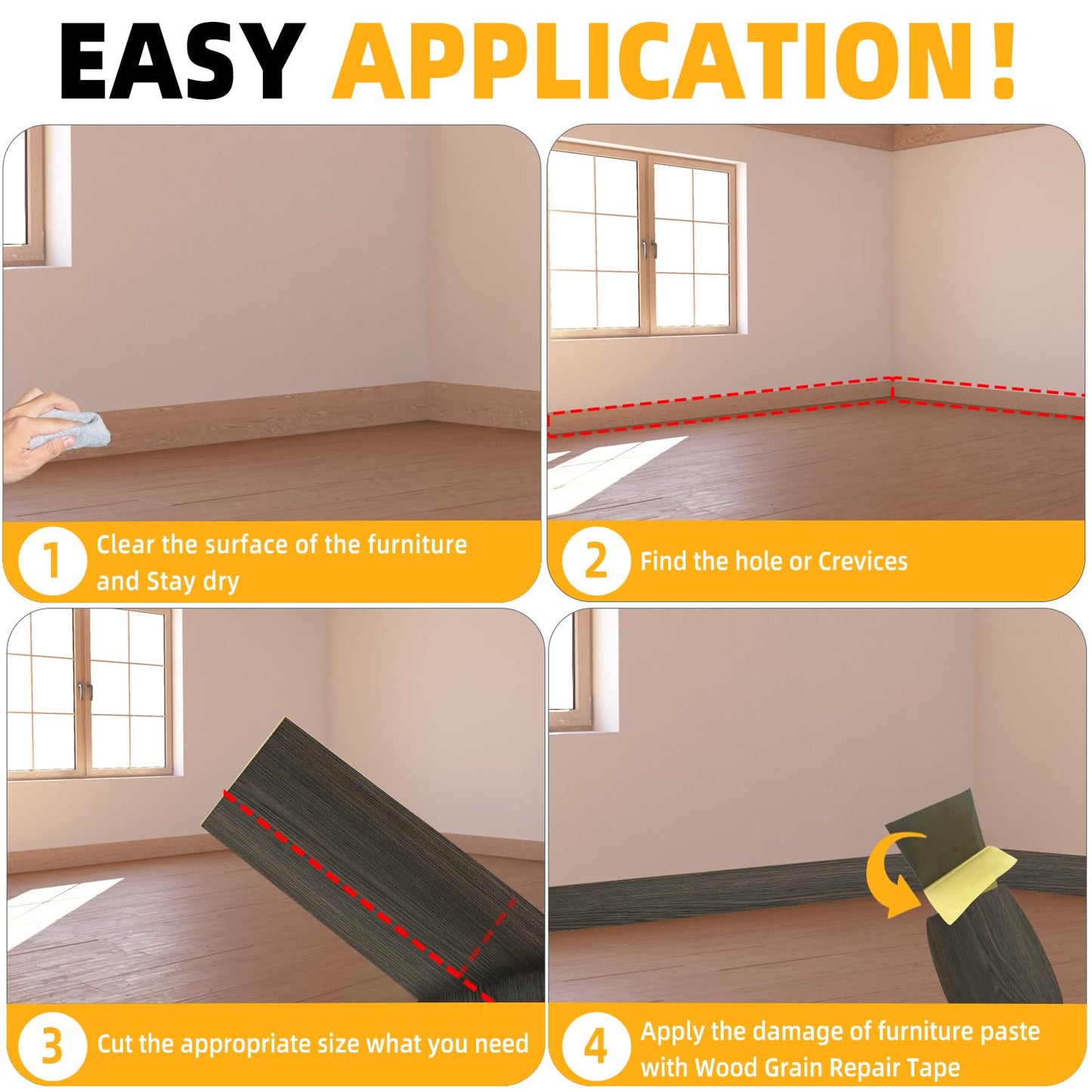 GSCIT Club Wood Grain Repair Tape, 2.4 inch X 50ft Self Adhesive Black Walnut Grain Repair Patch for Tables, Chairs, Baseboards, Doors, Windows, Floors, Handicraft DIY.