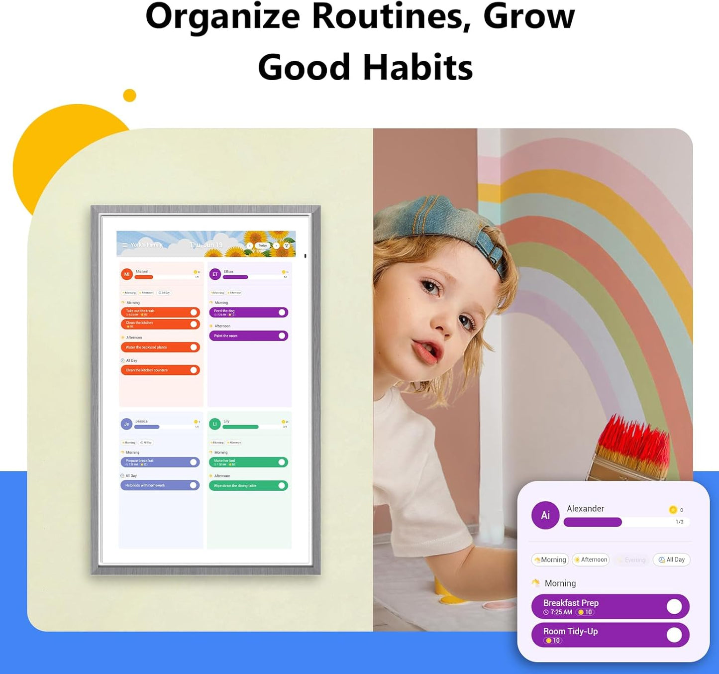 ApoloSign Digital Calendar: 15.6" Wall Planner Electronic Calendar, Smart Touchscreen Interactive Display for Chore Chart, Family Schedules, Supports All Apps via Google Play (Gray Wood, 15.6-inch)