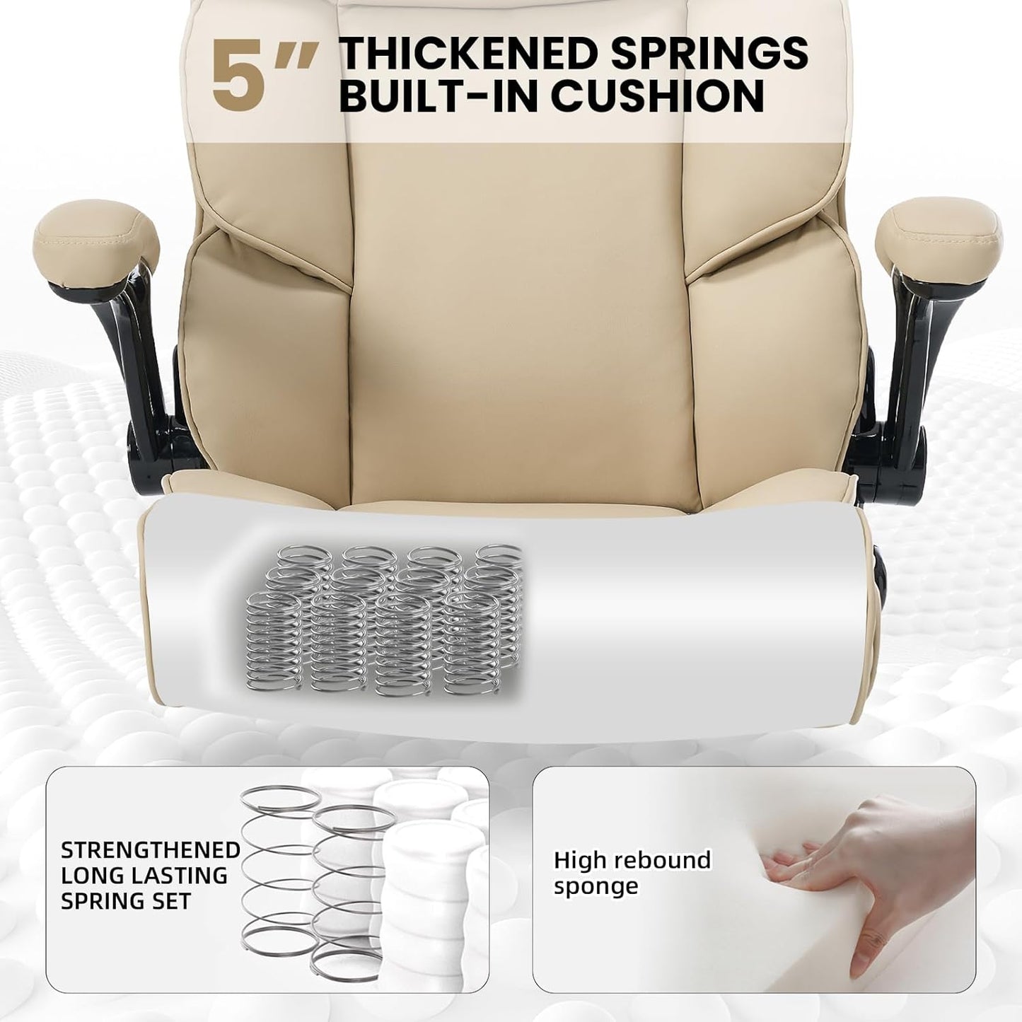 Big and Tall Office Chair 500lbs Wide Seat Executive Office Desk Chair High-Back Office Task Chair, Ergonomic Lumbar Support Computer Office Chairs for Heavy People