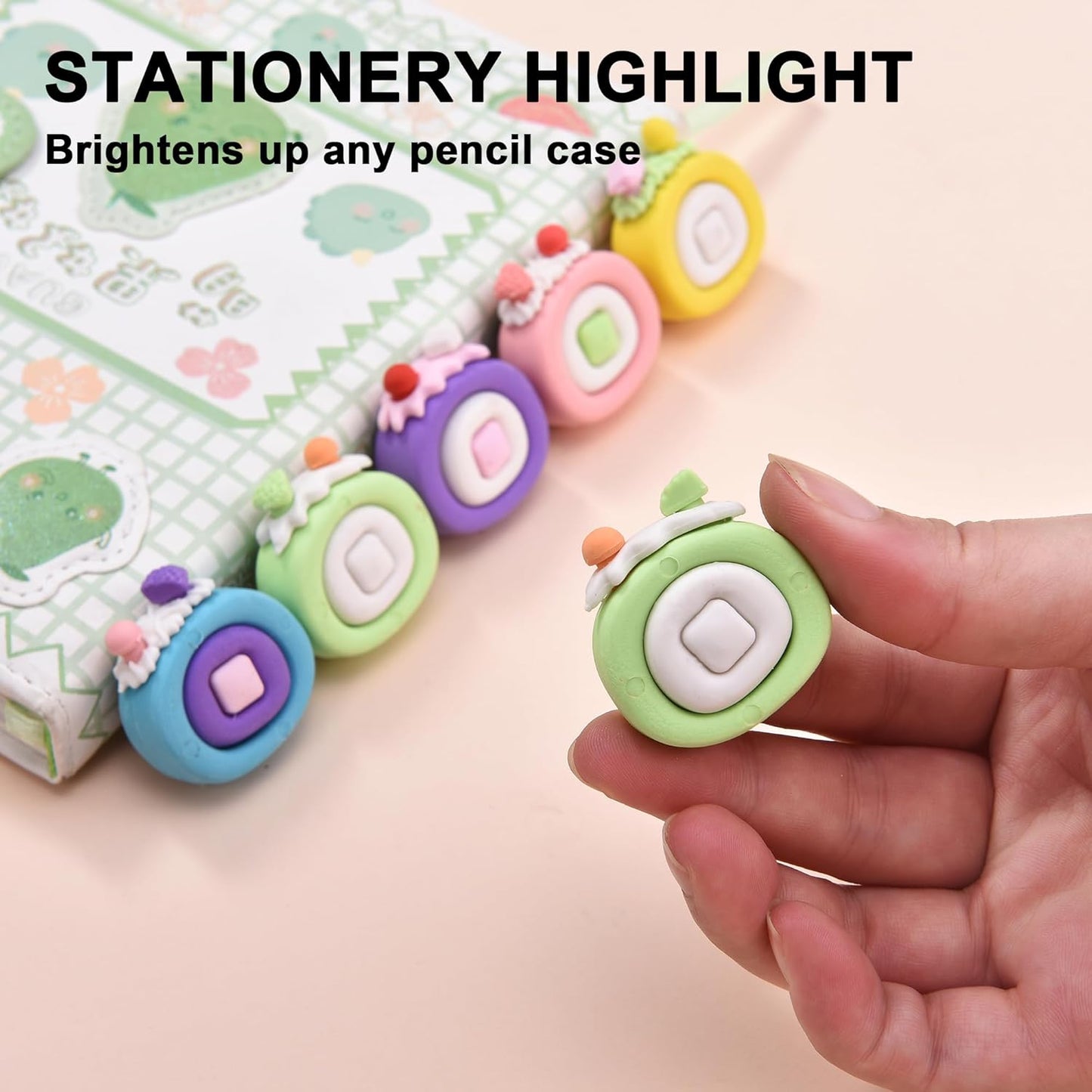 15Pcs Cute Food Shape Erasers for Kids, Fun Cake Dessert Pencil Erasers for School Classroom Supplies Birthday Party Favors
